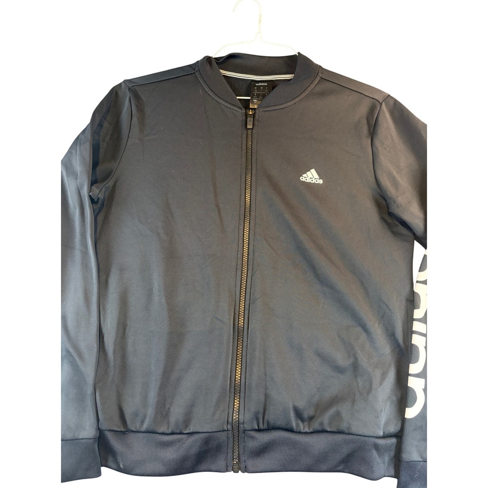Adidas Climawarm Full Zip Track Jacket Black Bomber Sleeve Logo Mens Small